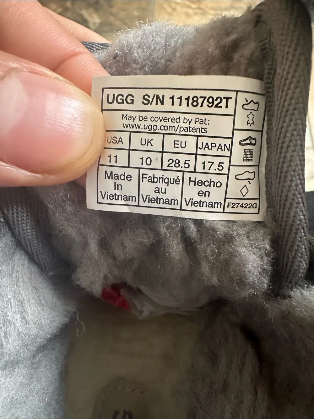 UGG Kids Charcoal Gray Suede Shearling Strap Slippers